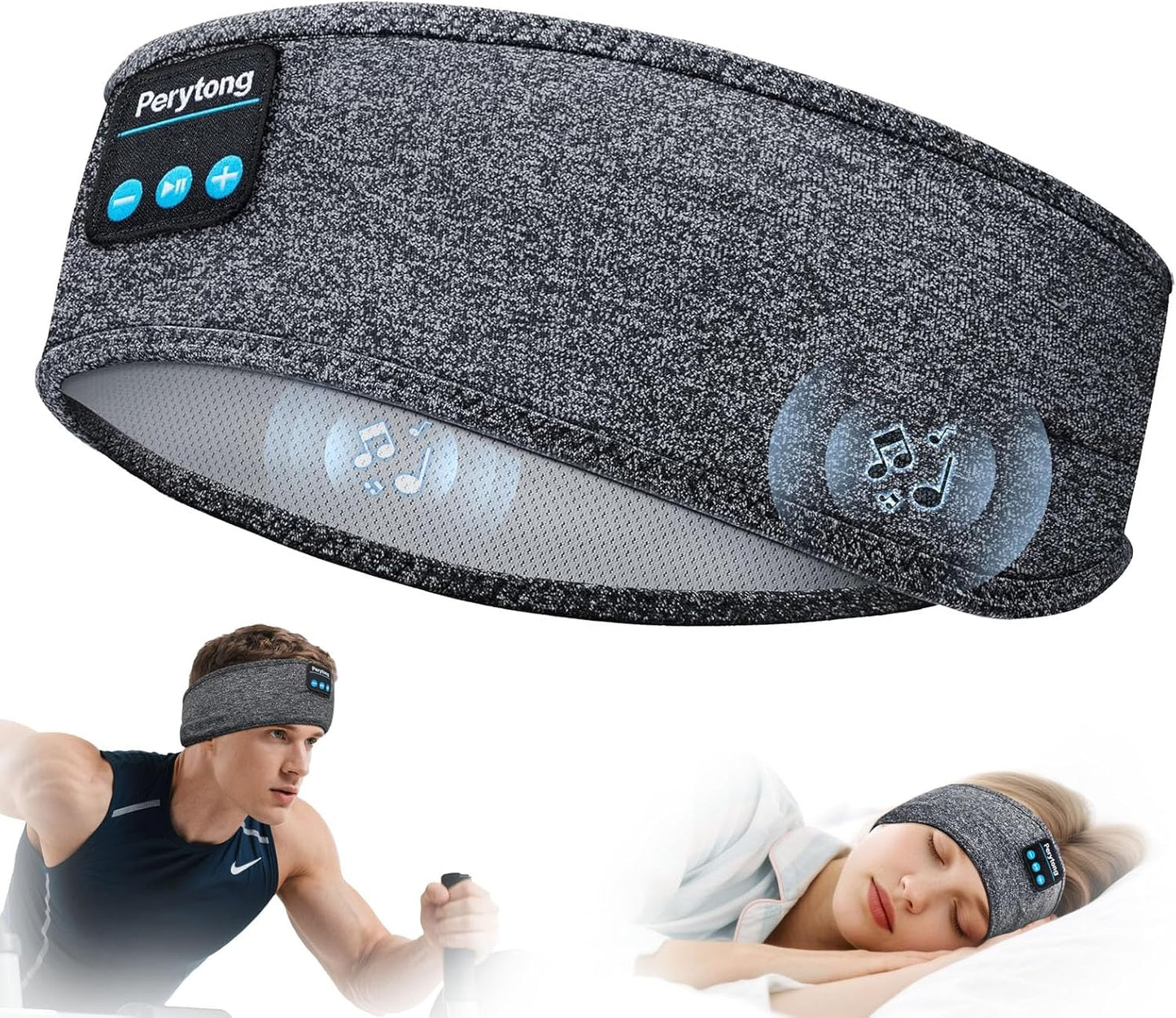 Sleep Headphones Wireless, Bluetooth Sports Headband Headphones with Ultra-Thin HD Stereo Speakers Perfect for Sleeping,Workout,Jogging,Yoga,Insomnia, Air Travel, Meditation, Grey