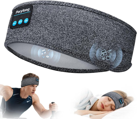 Sleep Headphones Wireless, Bluetooth Sports Headband Headphones with Ultra-Thin HD Stereo Speakers Perfect for Sleeping,Workout,Jogging,Yoga,Insomnia, Air Travel, Meditation, Grey