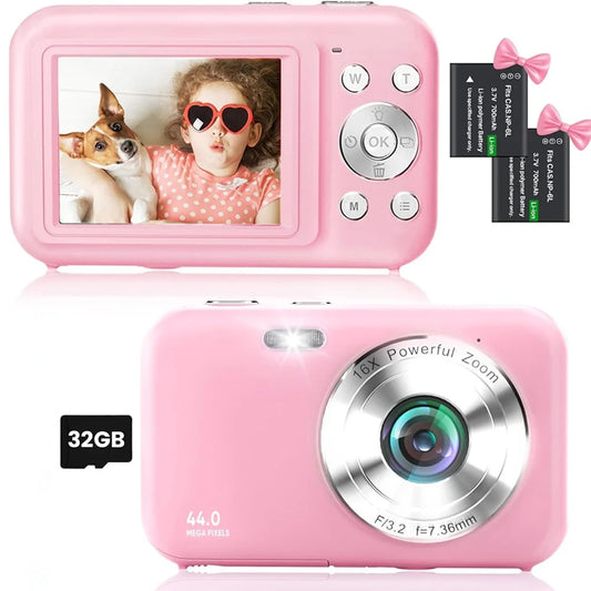 Digital Camera 1080P Kids Camera 16X Digital Zoom Portable Small Camera Point and Shoot Camera Mini Digital Camera for Teens Kids Seniors with 32GB Card(Green)